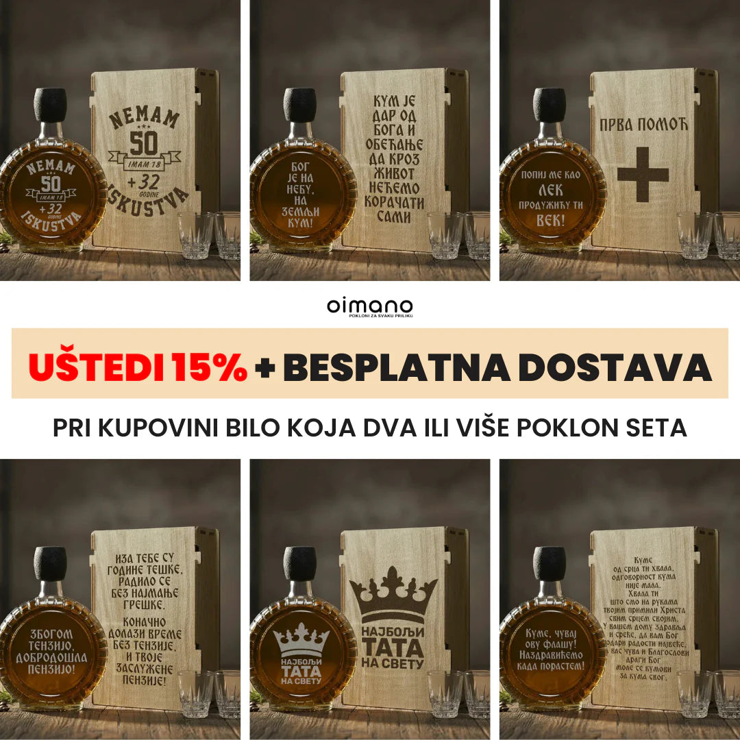 Poklon set za rođendan - Nemam 50, sa 2 čašice (rakija nije uključena)