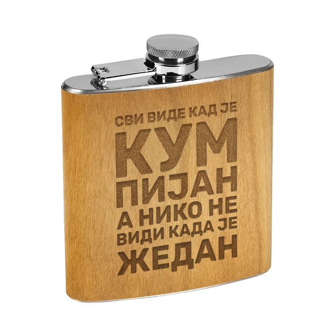 Izgravirana poklon pljoska - Svi vide kad je kum pijan a niko ne vidi kada je žedan