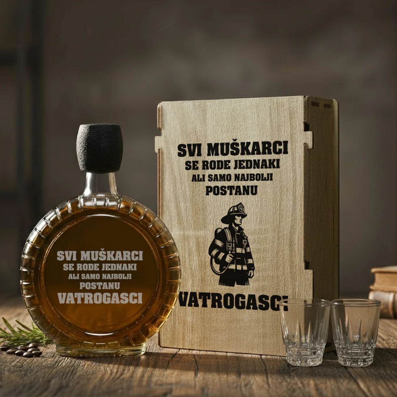 Poklon za Vatrogasce, sa 2 čašice (rakija nije uključena)