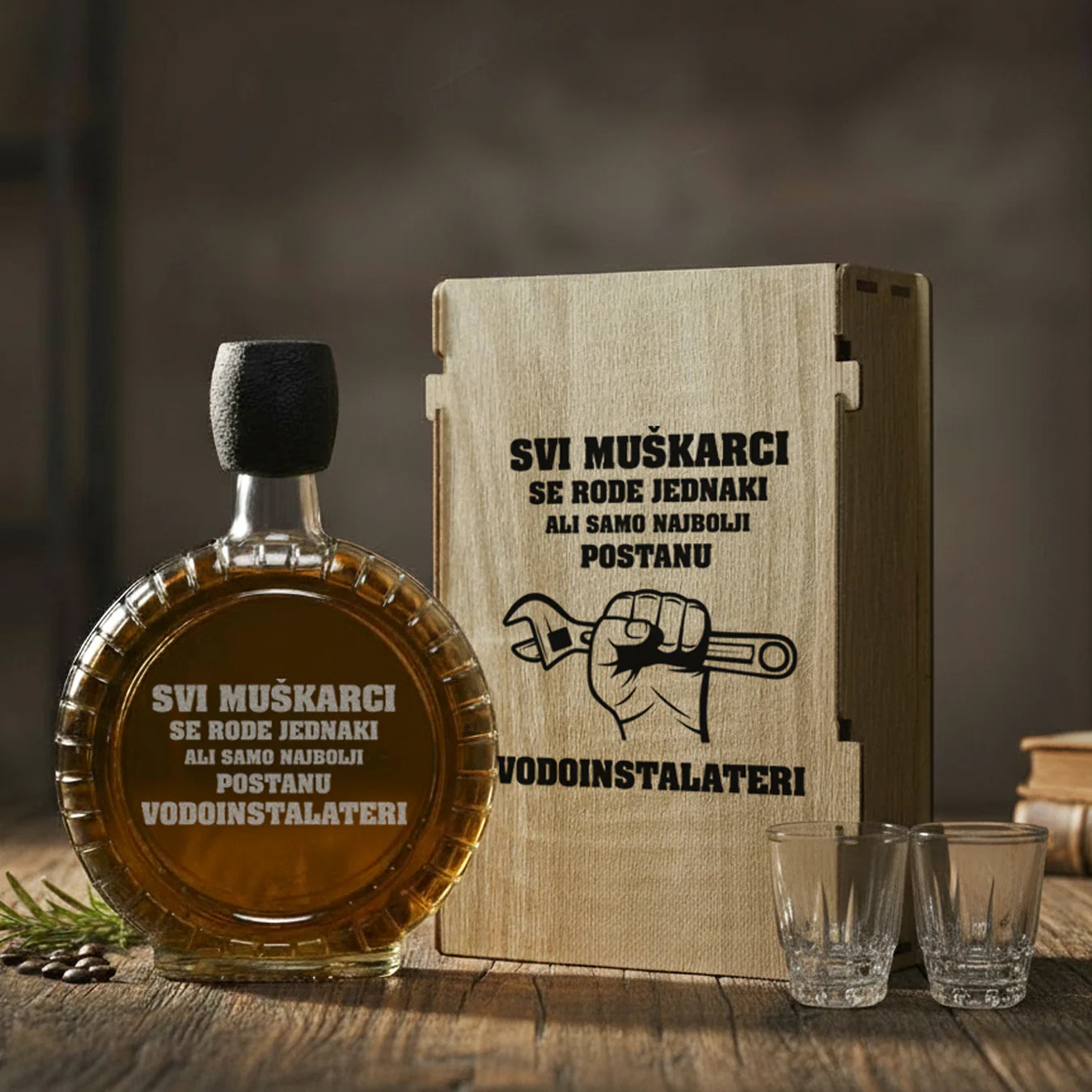 Poklon set za majstore - Vodoinstalateri, sa 2 čašice (rakija nije uključena)