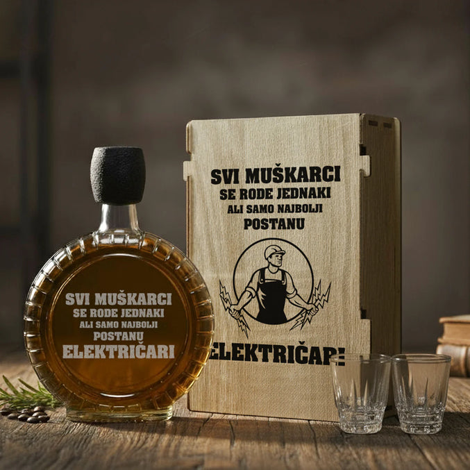 Poklon set za majstore - Električari, sa 2 čašice (rakija nije uključena)