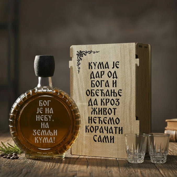 Poklon set za Kumu, sa 2 čašice (rakija nije uključena)