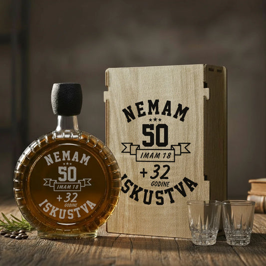 Poklon set za rođendan - Nemam 50, sa 2 čašice (rakija nije uključena)