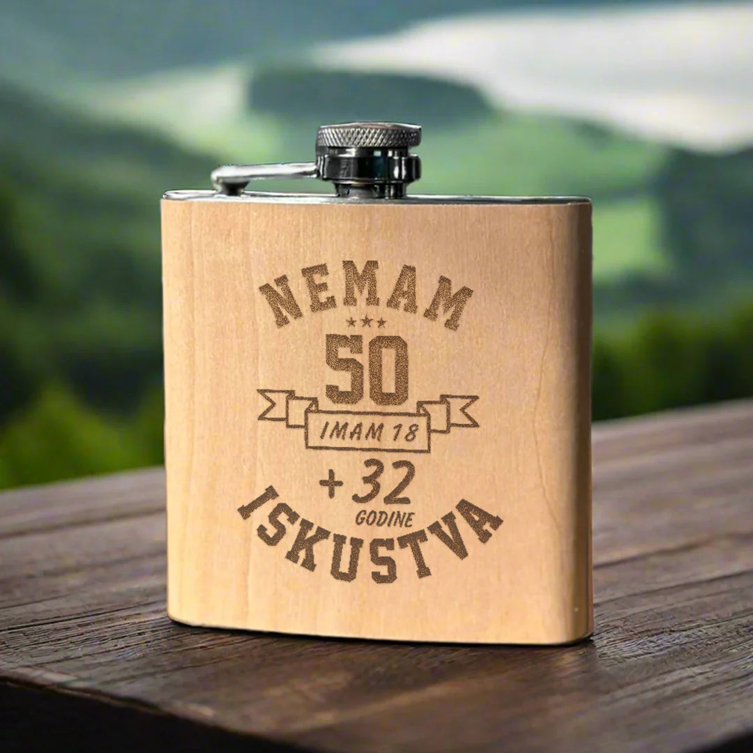 Izgravirana poklon pljoska - Nemam 50 imam 18 plus 32 godine iskustva