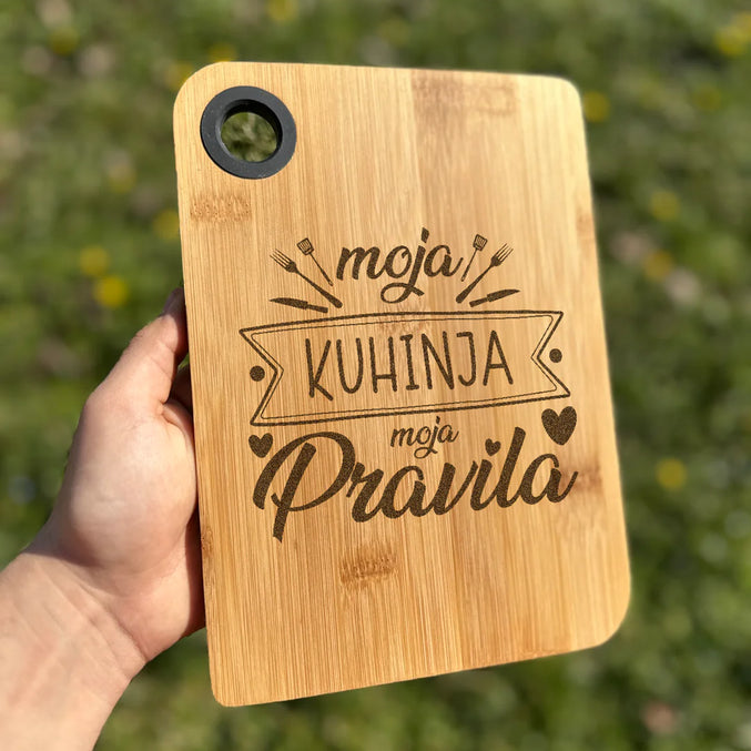 Izgravirana poklon kuhinjska daska moja kuhinja moja pravila