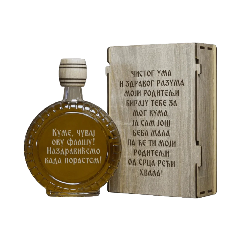 Poklon za kuma - Moj kum, izgravirana kutija sa čuturom za rakiju