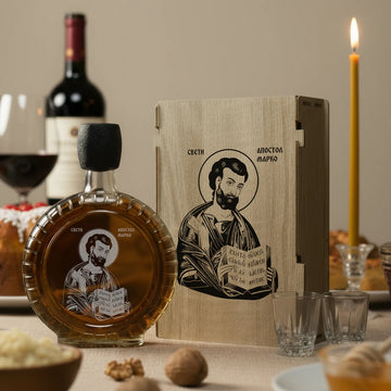 Slavski poklon set Sveti apostol Marko, sa 2 čašice (rakija nije uključena)