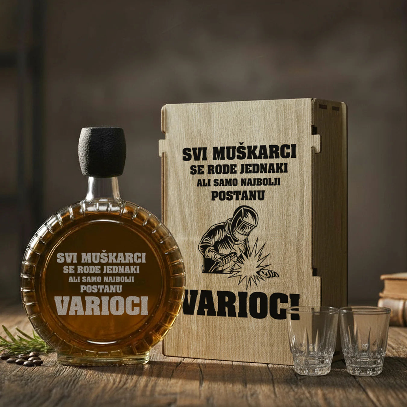 Poklon set za zanatlije - Varioci, sa 2 čašice (rakija nije uključena)