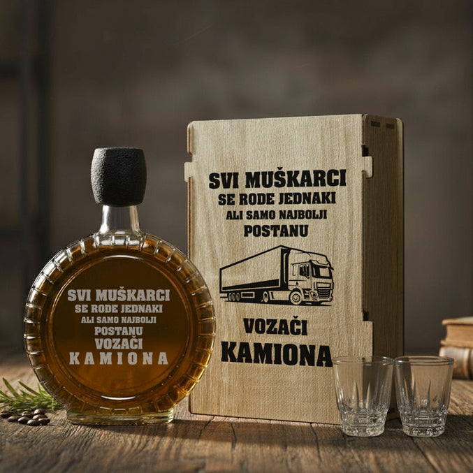 Poklon set za vozače - Vozač kamiona, sa 2 čašice (rakija nije uključena)