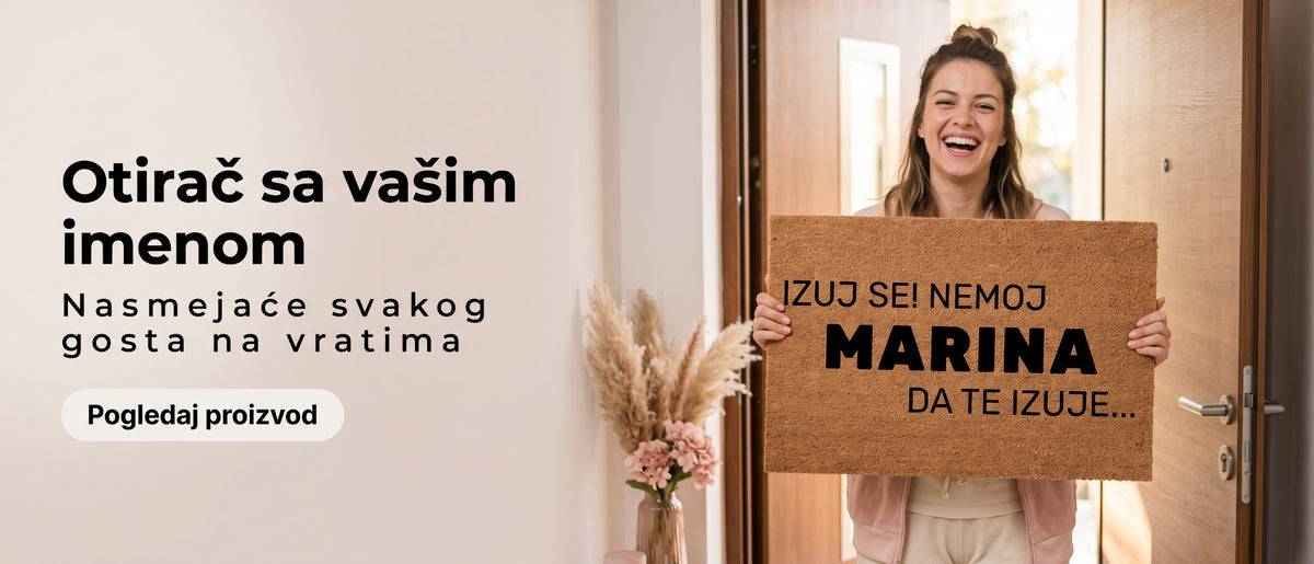 Personalizovani otirač sa natpisom Izuj se i imenom po izboru