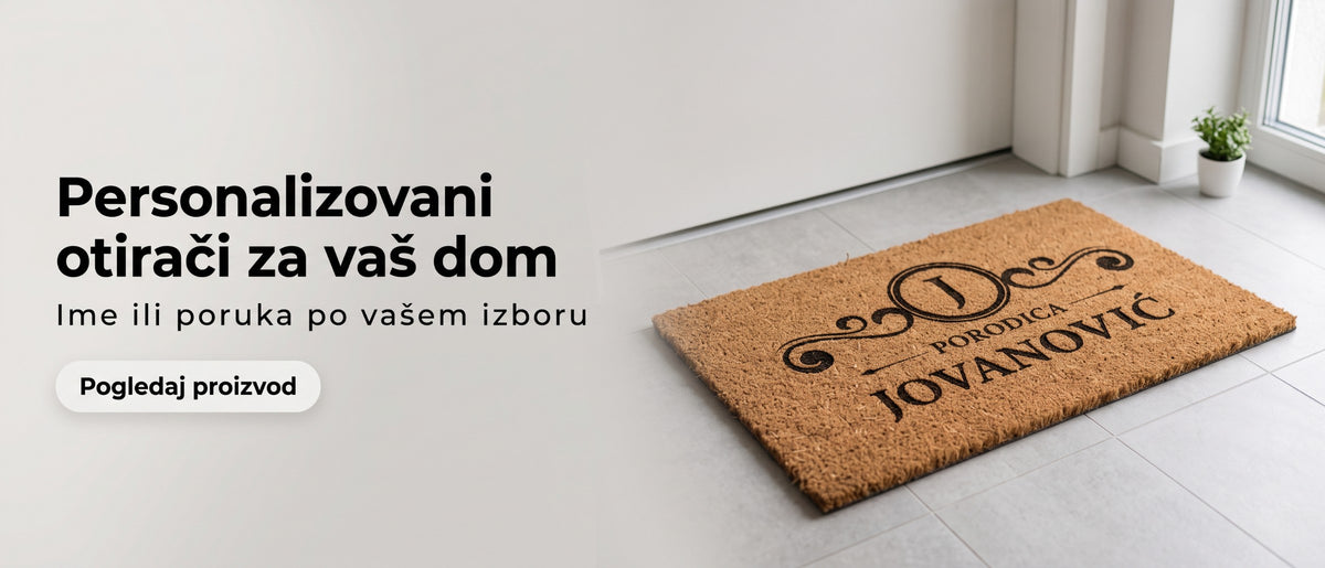 Personalizovani otirač sa prezimenom i inicijalima od kokosovih vlakana