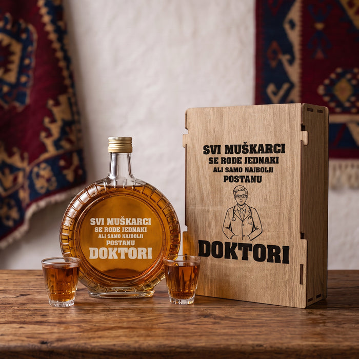 Poklon set za Doktora, sa 2 čašice (rakija nije uključena)