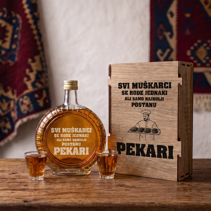Poklon set za zanatlije - Pekari, sa 2 čašice (rakija nije uključena)